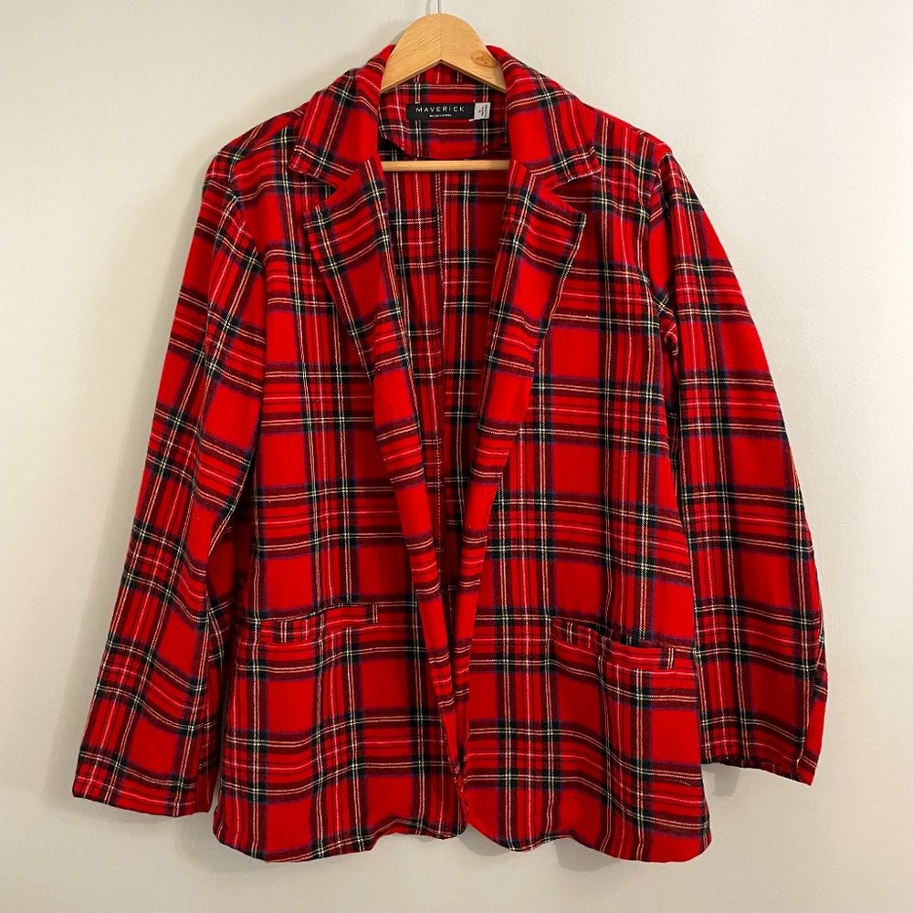 Red Plaid Lightweight Blazer